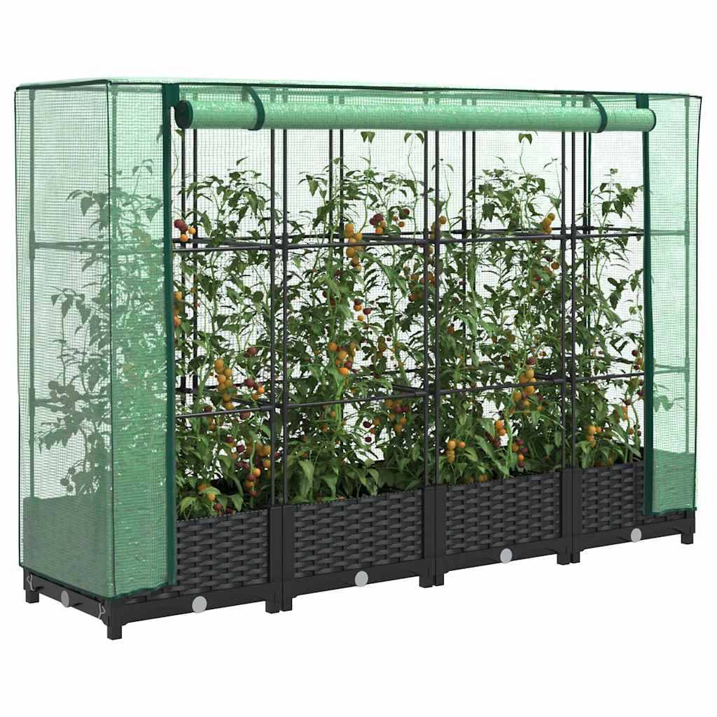 PANGIVO - Carré potager surélevé PP noir avec housse en PE vert 160 x 40 x 123 cm - PANGIVO - Image 1