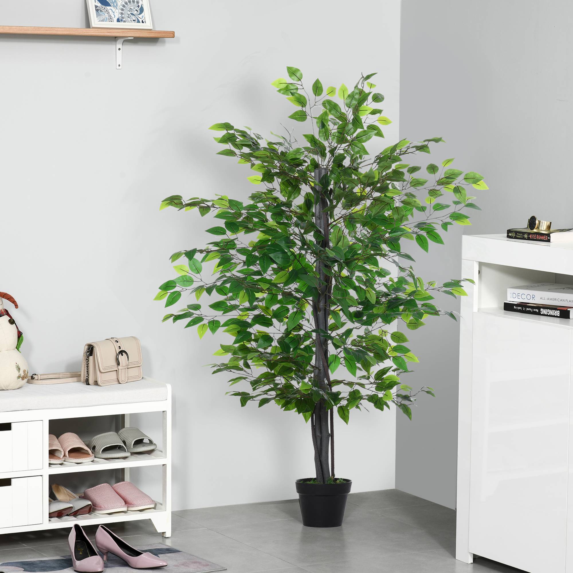 Sans Marque - Grand ficus artificiel 145cm, arbre artificiel, plante en pot, réaliste pour salon, chambre, bureau, jardin - Image 3