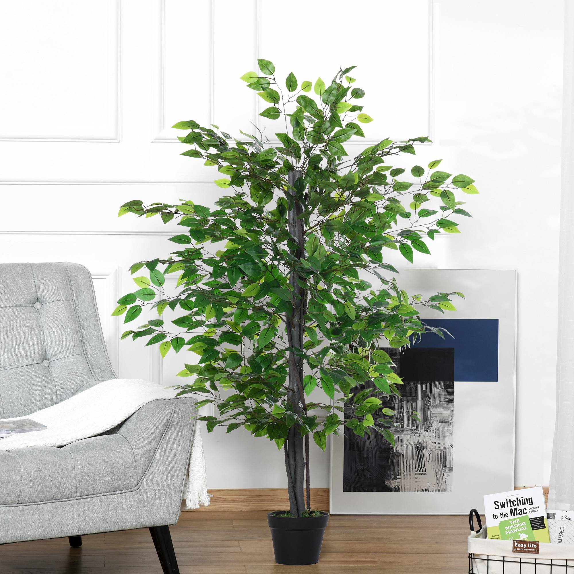 Sans Marque - Grand ficus artificiel 145cm, arbre artificiel, plante en pot, réaliste pour salon, chambre, bureau, jardin - Image 2