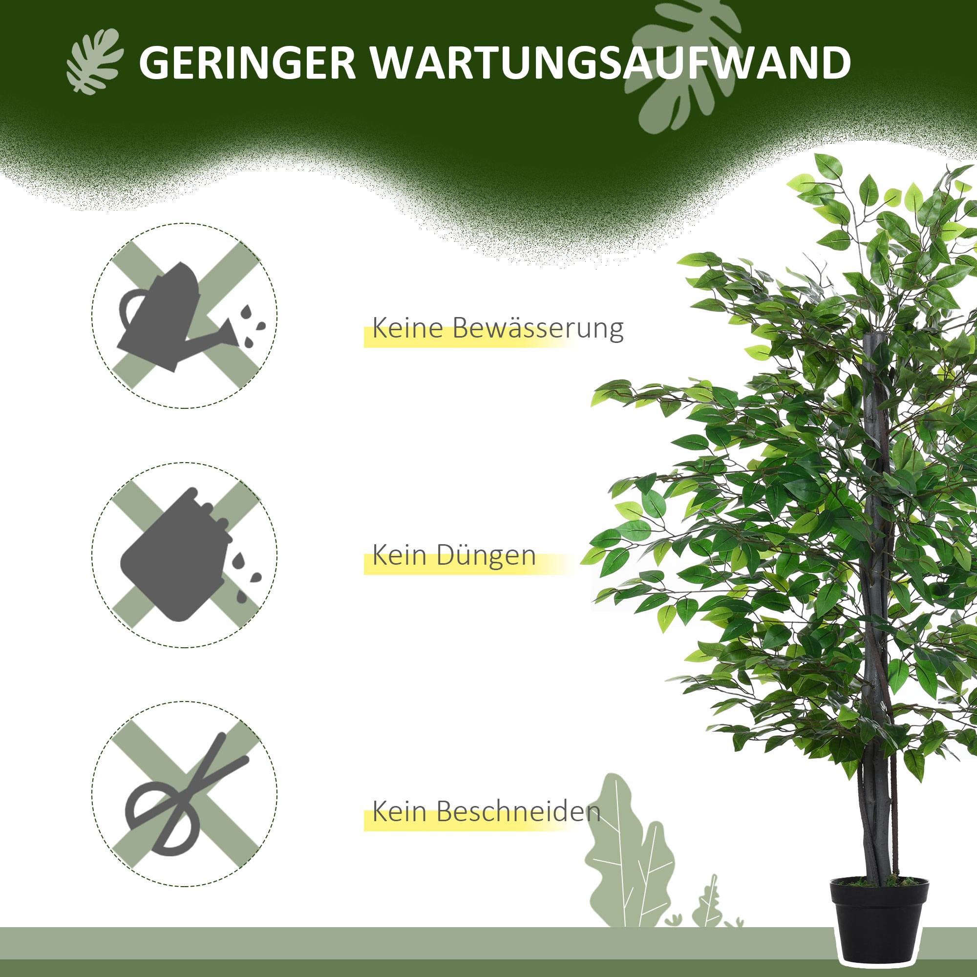 Sans Marque - Grand ficus artificiel 145cm, arbre artificiel, plante en pot, réaliste pour salon, chambre, bureau, jardin - Image 7