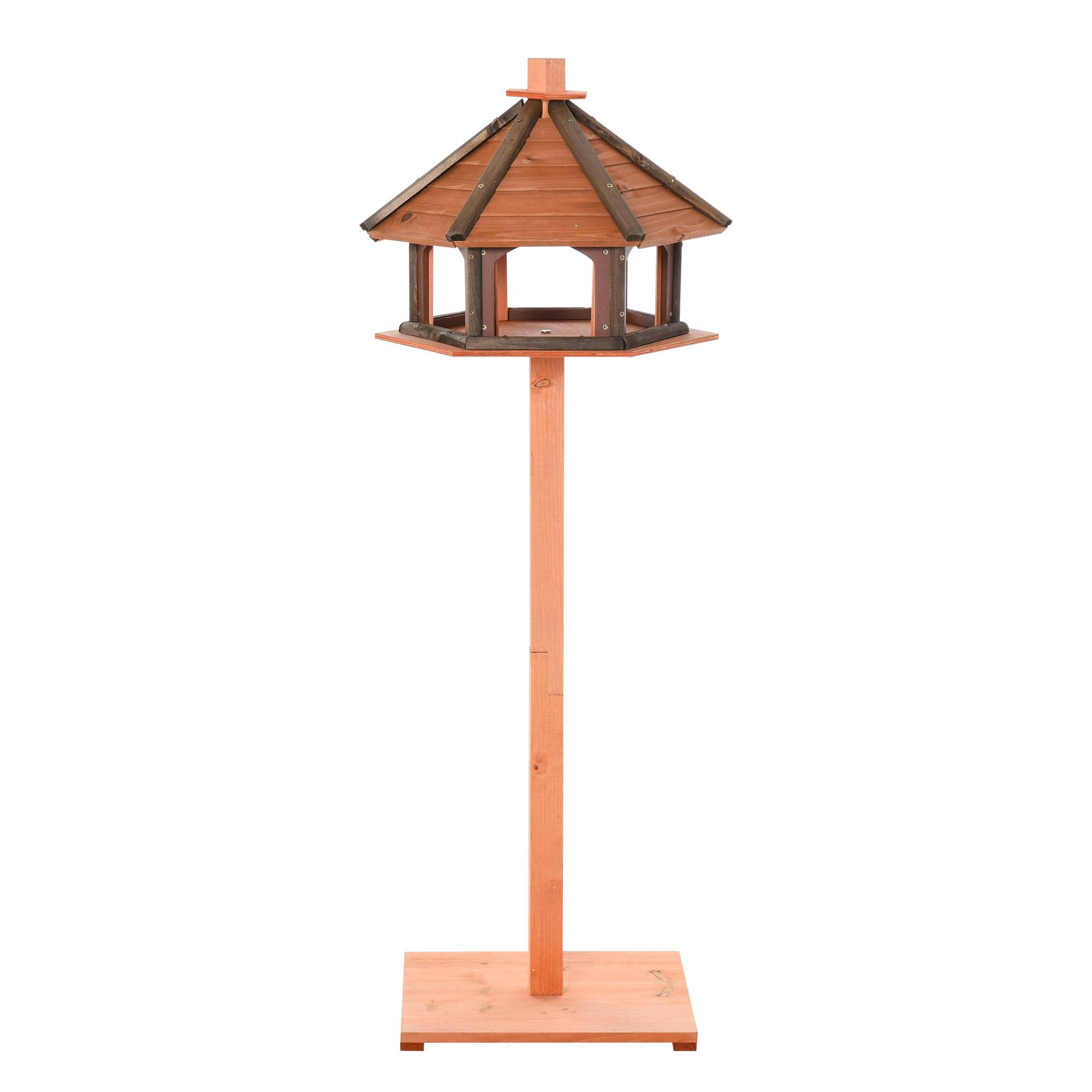 ComfortXL - Mangeoire oiseaux sur pied en sapin naturel Ø52 x 130 cm jardin extérieur toit résistant aux intempéries - Image 10