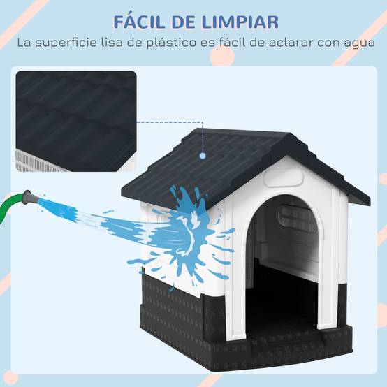 Petite niche extérieure plastique, 3 fenêtres, base surélevée, toit incliné, 64,5x57x66 cm, gris foncé - Image 7