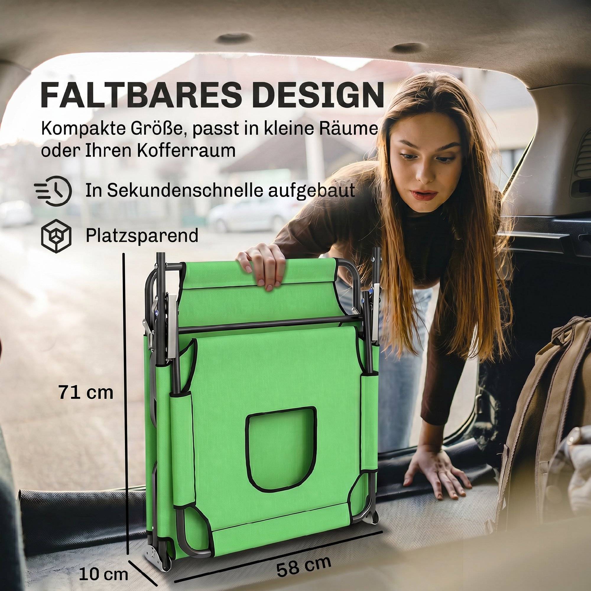 Bain de Soleil Pliable Acier Jardin Trou Visage Inclinable 187x58x36cm Vert - ComfortXL Outdoor Living - Image 9