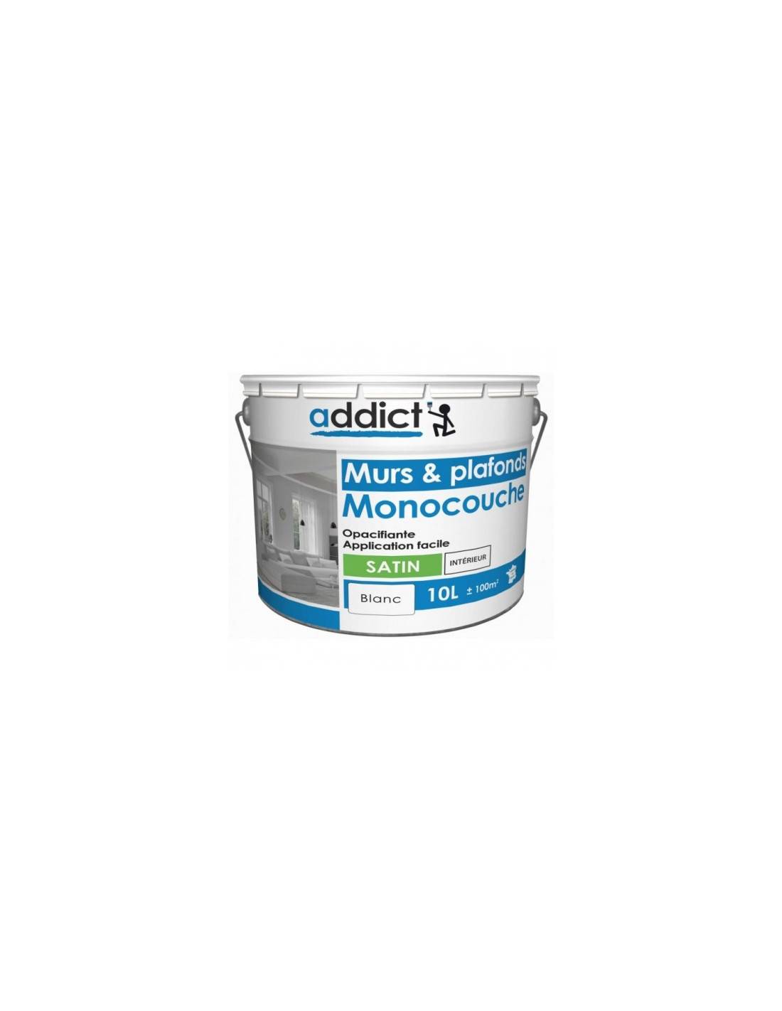 Peinture Acrylique Satin Addict Monocouche, 10l, Blanc Satin - Addict - Image 2