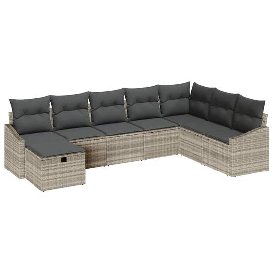 Grand Salon Modulable Polyrotin - 8 Éléments avec Coffres de Rangement - Gris Clair – ComfortXL Outdoor Living - Image 2