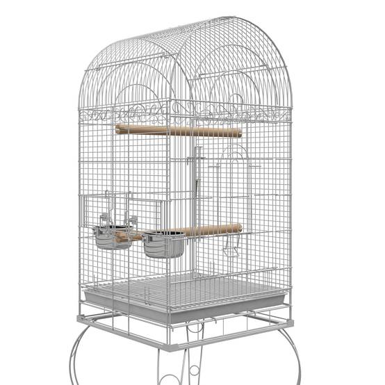 Cage à oiseaux acier sur roulettes étagère de rangement 51x51x153cm blanc - ComfortXL Outdoor Living - Image 10