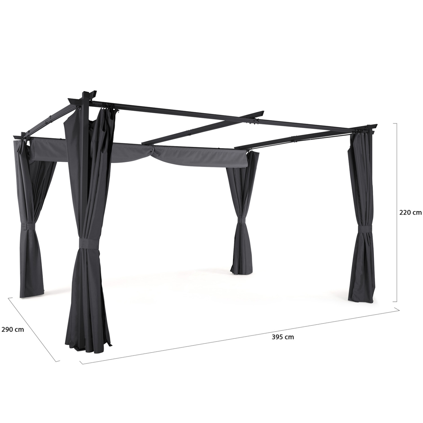Pergola édition limitée toit rétractable 3x4 M et 4 rideaux gris anthracite - Image 7