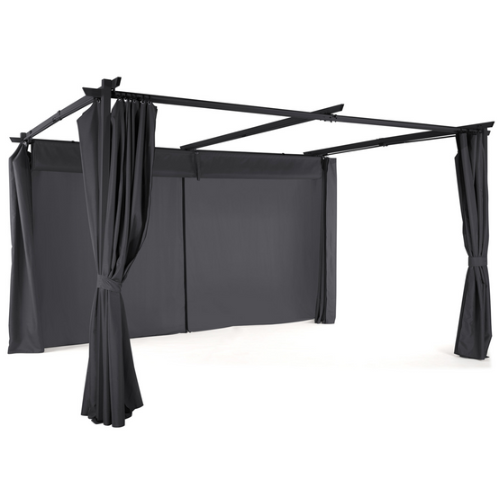 Pergola édition limitée toit rétractable 3x4 M et 4 rideaux gris anthracite - Image 4