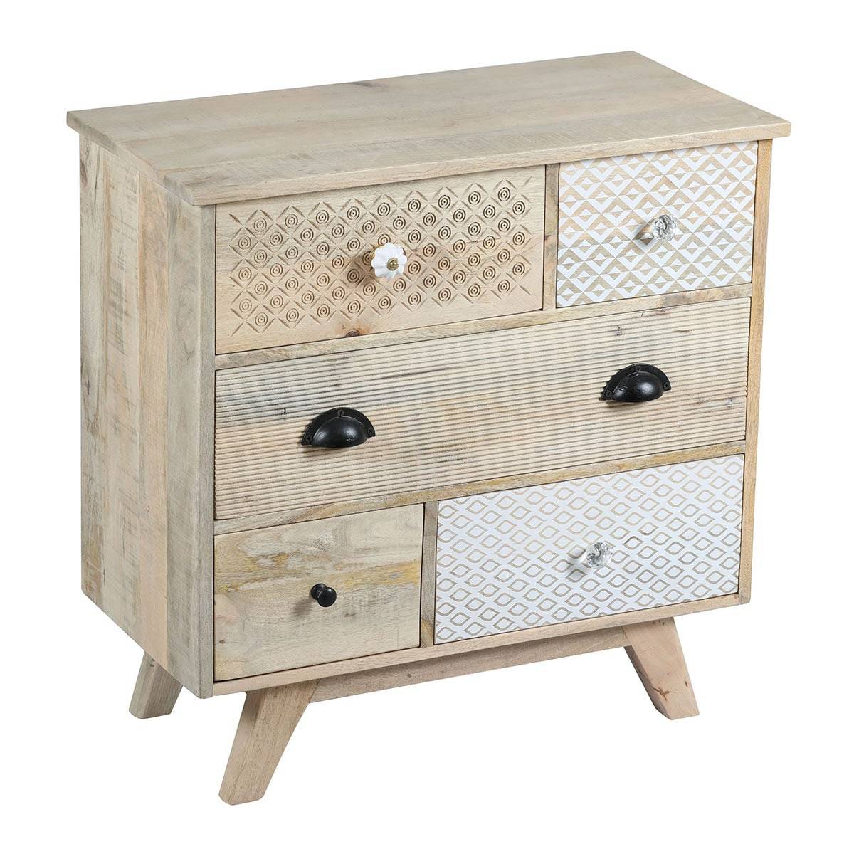 Commode 5 Tiroirs en Manguier Massif Clair - TROMSO - Image 1