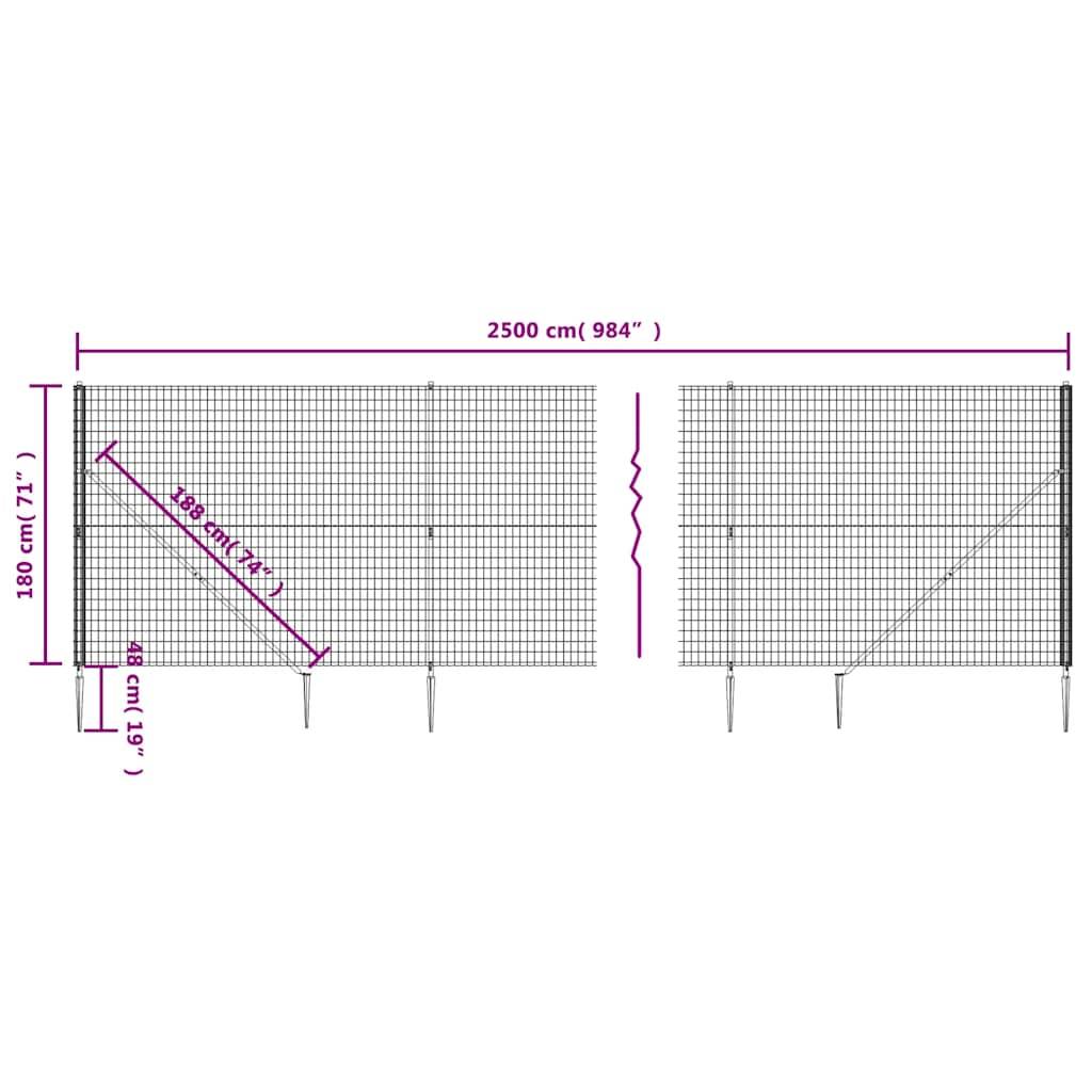 Grillage - Clôture de jardin - Barrière de jardin en treillis métallique et piquet d'ancrage vert 1,8x25m MP320 - Image 6