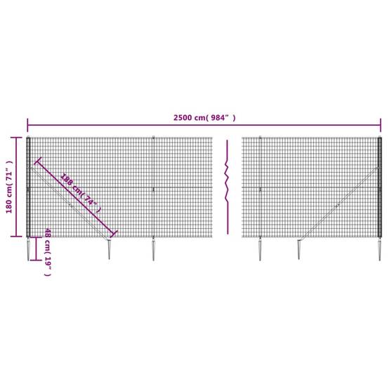 Grillage - Clôture de jardin - Barrière de jardin en treillis métallique et piquet d'ancrage vert 1,8x25m MP320 - Image 5