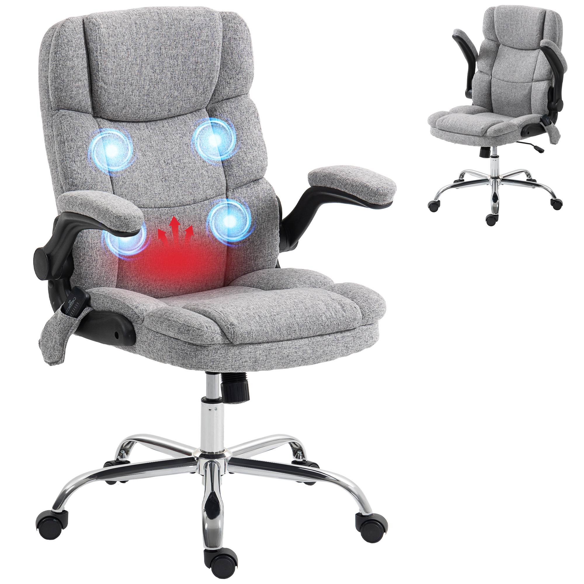 Sans Marque - Fauteuil de bureau massant et chauffant, chaise de bureau ergonomique avec hauteur réglable, fonction à bascule, gris - Image 1