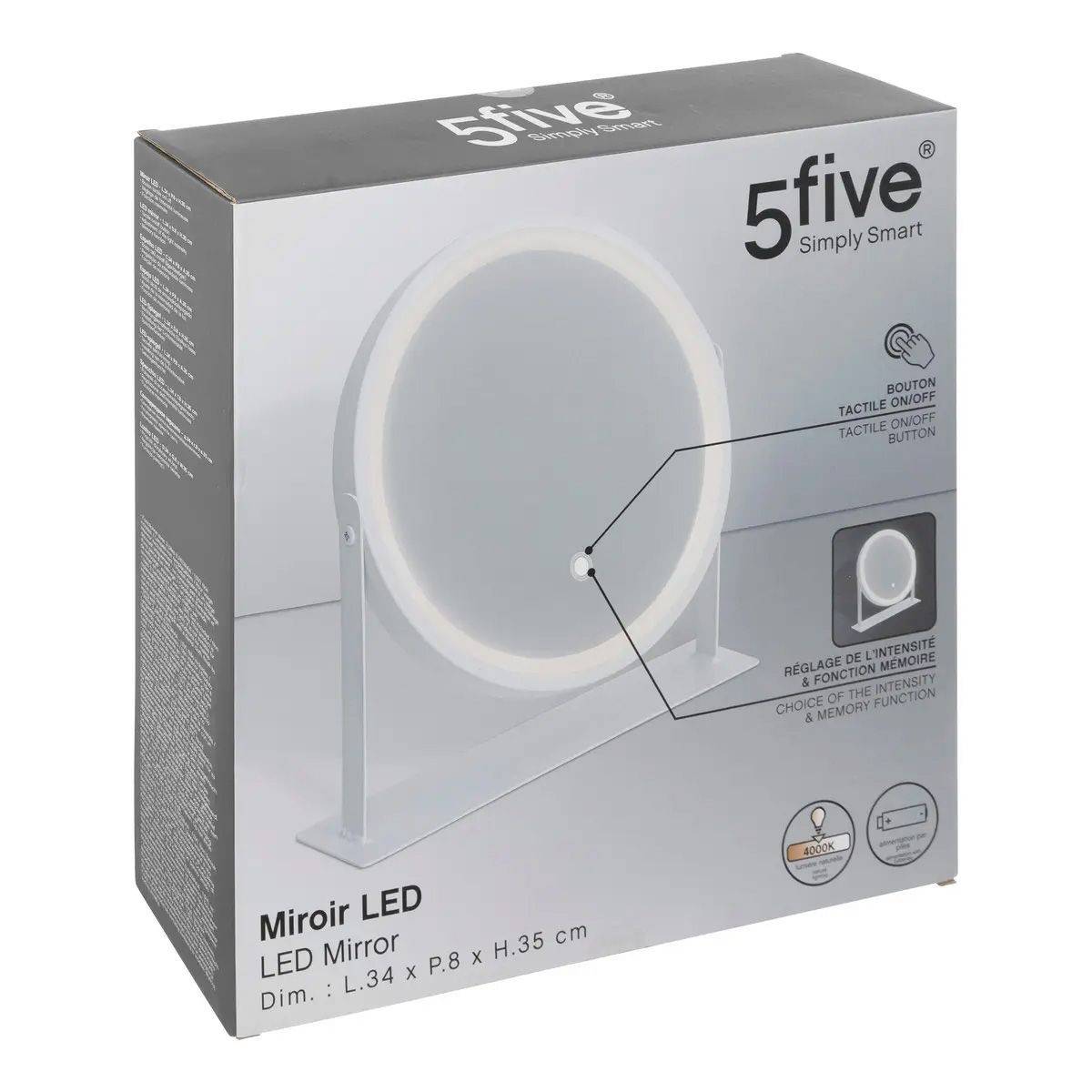 Miroir Pivotant à Poser "LED" 35cm Blanc - Image 5
