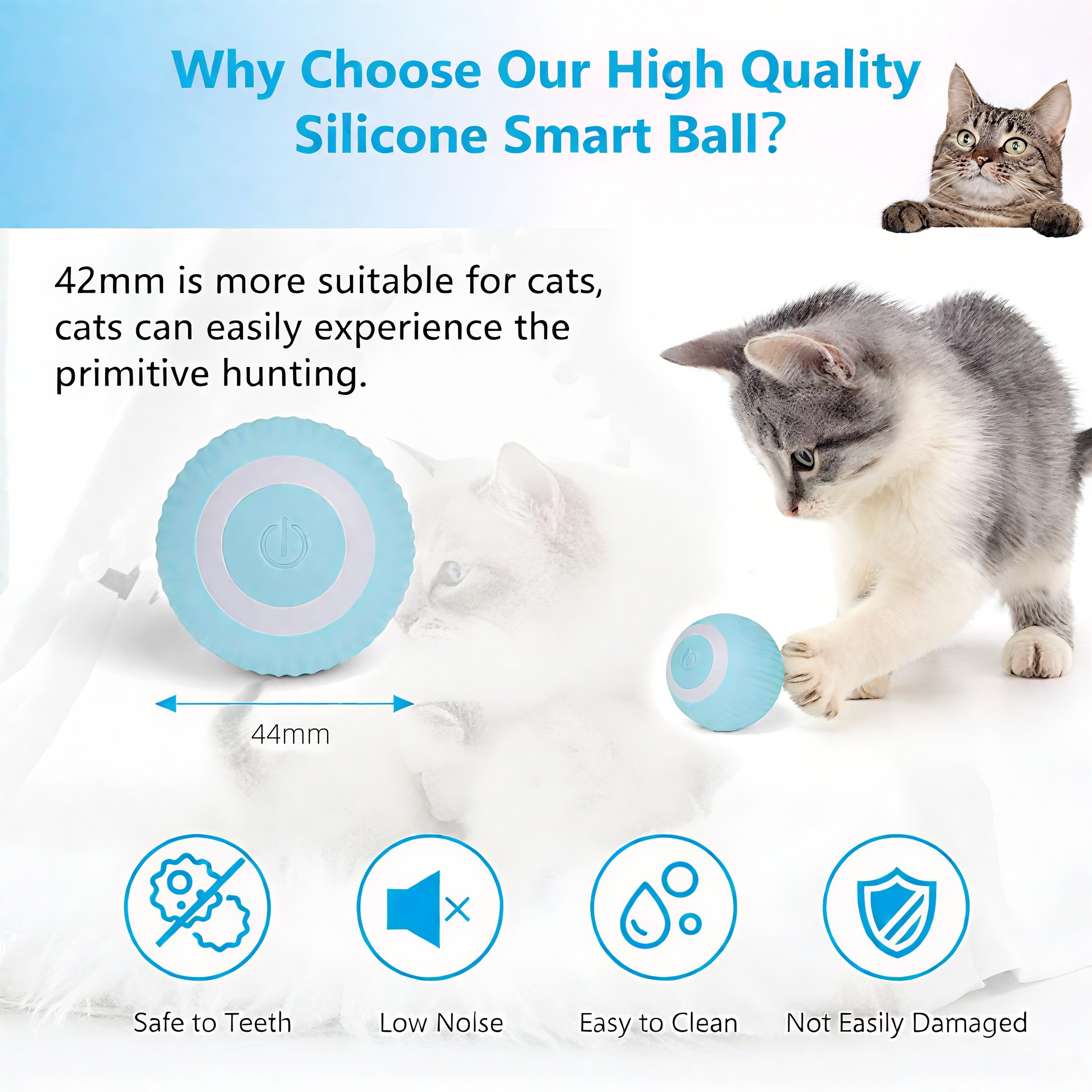 Balle Intelligente Électrique pour Chat : Divertissement et Exercice DtopbuyAge - Image 2