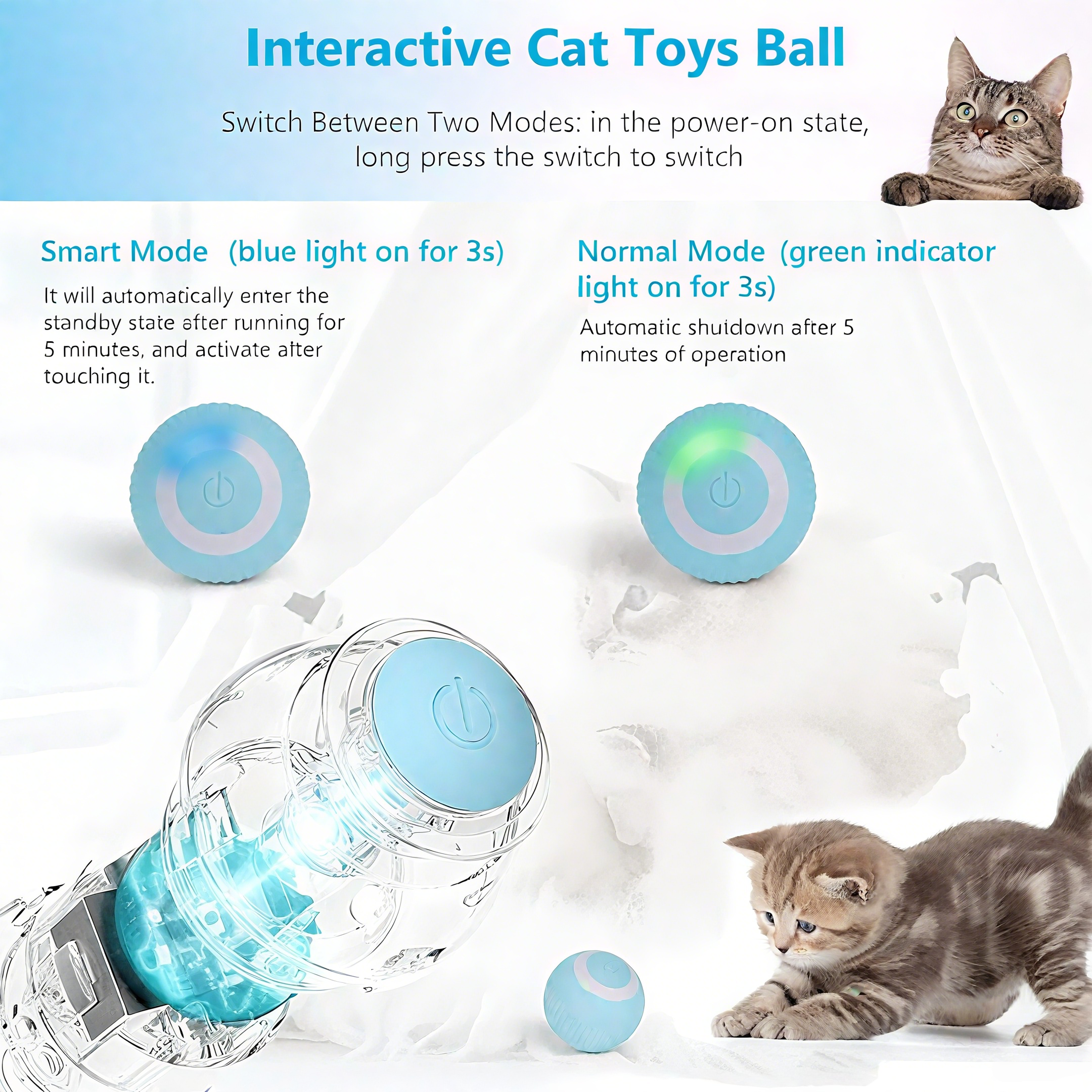 Balle Intelligente Électrique pour Chat : Divertissement et Exercice DtopbuyAge - Image 3