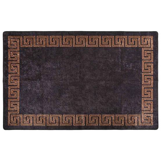 Tapis de Salon Velours Doux Lavable en Machine Antidérapant et Insonorisant Noir et Doré 80x150 cm – ComfortXL Outdoor Living - Image 2