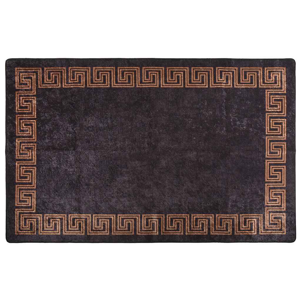 Tapis de Salon Velours Doux Lavable en Machine Antidérapant et Insonorisant Noir et Doré 80x150 cm – ComfortXL Outdoor Living - Image 2