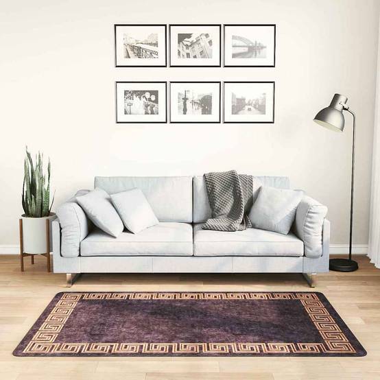 Tapis de Salon Velours Doux Lavable en Machine Antidérapant et Insonorisant Noir et Doré 80x150 cm – ComfortXL Outdoor Living - Image 1
