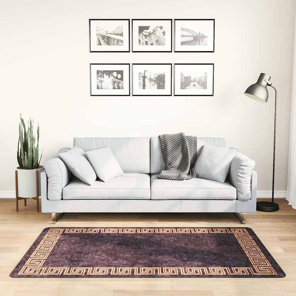 Tapis de Salon Velours Doux Lavable en Machine Antidérapant et Insonorisant Noir et Doré 80x150 cm – ComfortXL Outdoor Living - Image 1