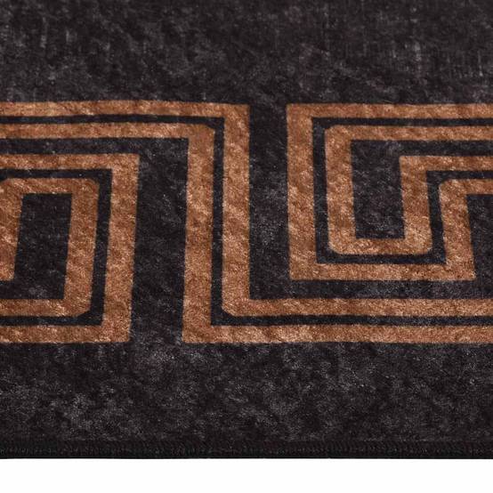 Tapis de Salon Velours Doux Lavable en Machine Antidérapant et Insonorisant Noir et Doré 80x150 cm – ComfortXL Outdoor Living - Image 5