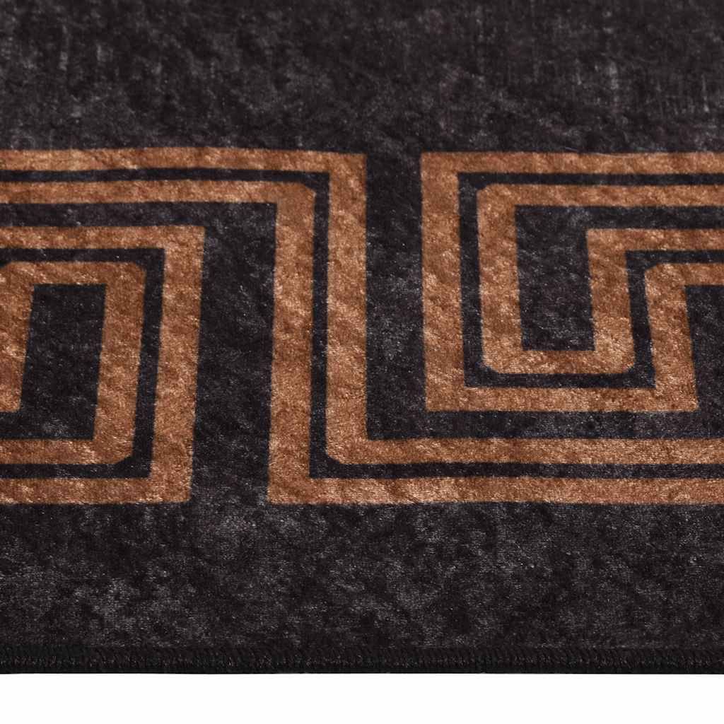 Tapis de Salon Velours Doux Lavable en Machine Antidérapant et Insonorisant Noir et Doré 80x150 cm – ComfortXL Outdoor Living - Image 5