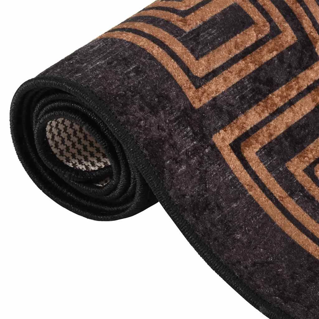 Tapis de Salon Velours Doux Lavable en Machine Antidérapant et Insonorisant Noir et Doré 80x150 cm – ComfortXL Outdoor Living - Image 4