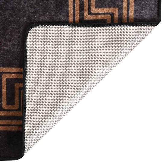 Tapis de Salon Velours Doux Lavable en Machine Antidérapant et Insonorisant Noir et Doré 80x150 cm – ComfortXL Outdoor Living - Image 3
