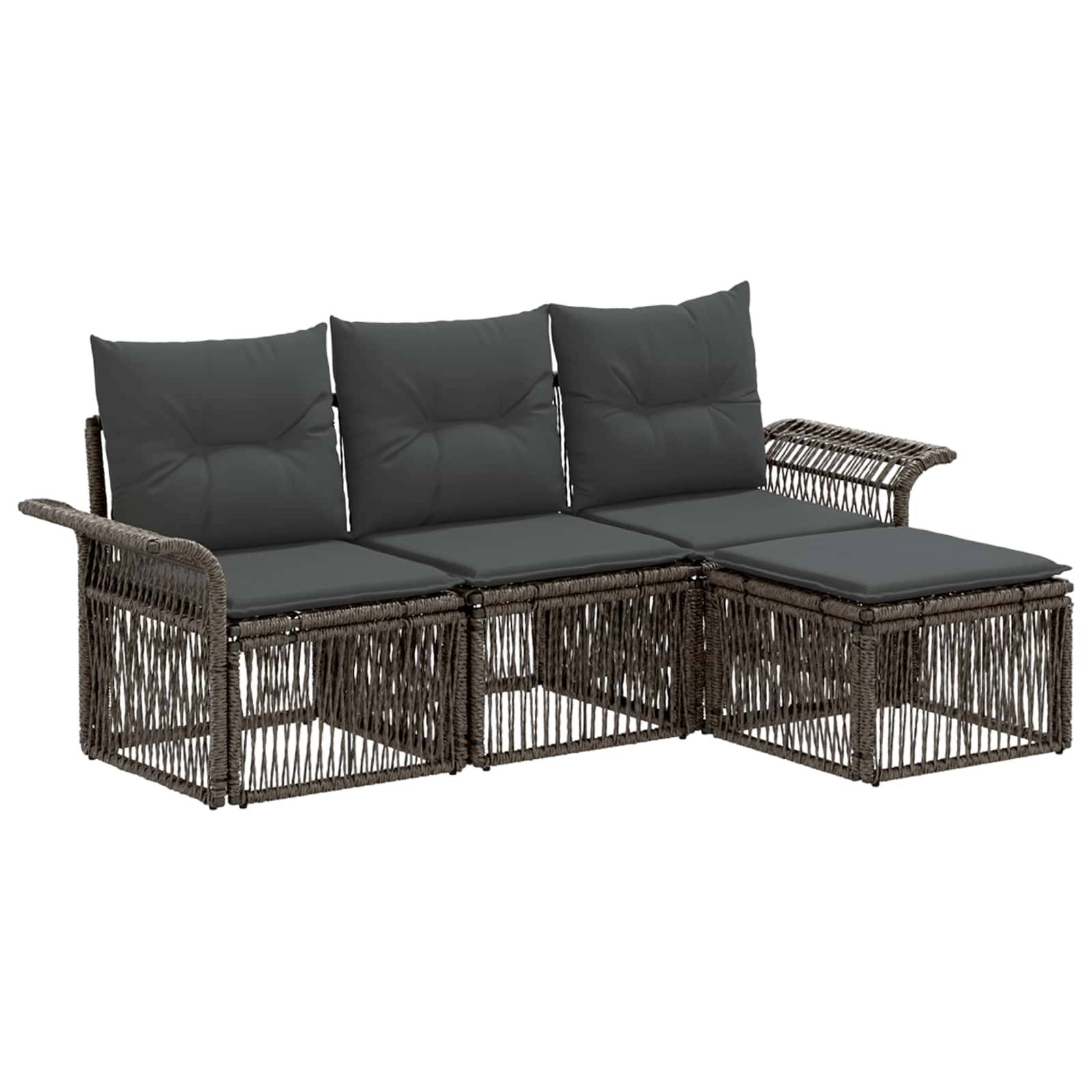 Vidaxl - Ensemble de canapé de jardin 4 pcs-Salons de jardin 4 place Gris polyrotin 606119 - Image 2