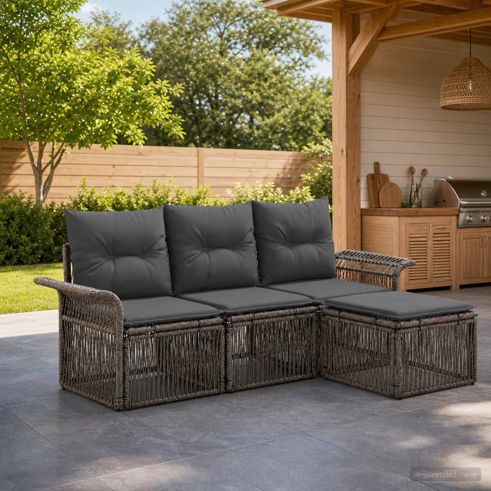 Vidaxl - Ensemble de canapé de jardin 4 pcs-Salons de jardin 4 place Gris polyrotin 606119 - Image 1