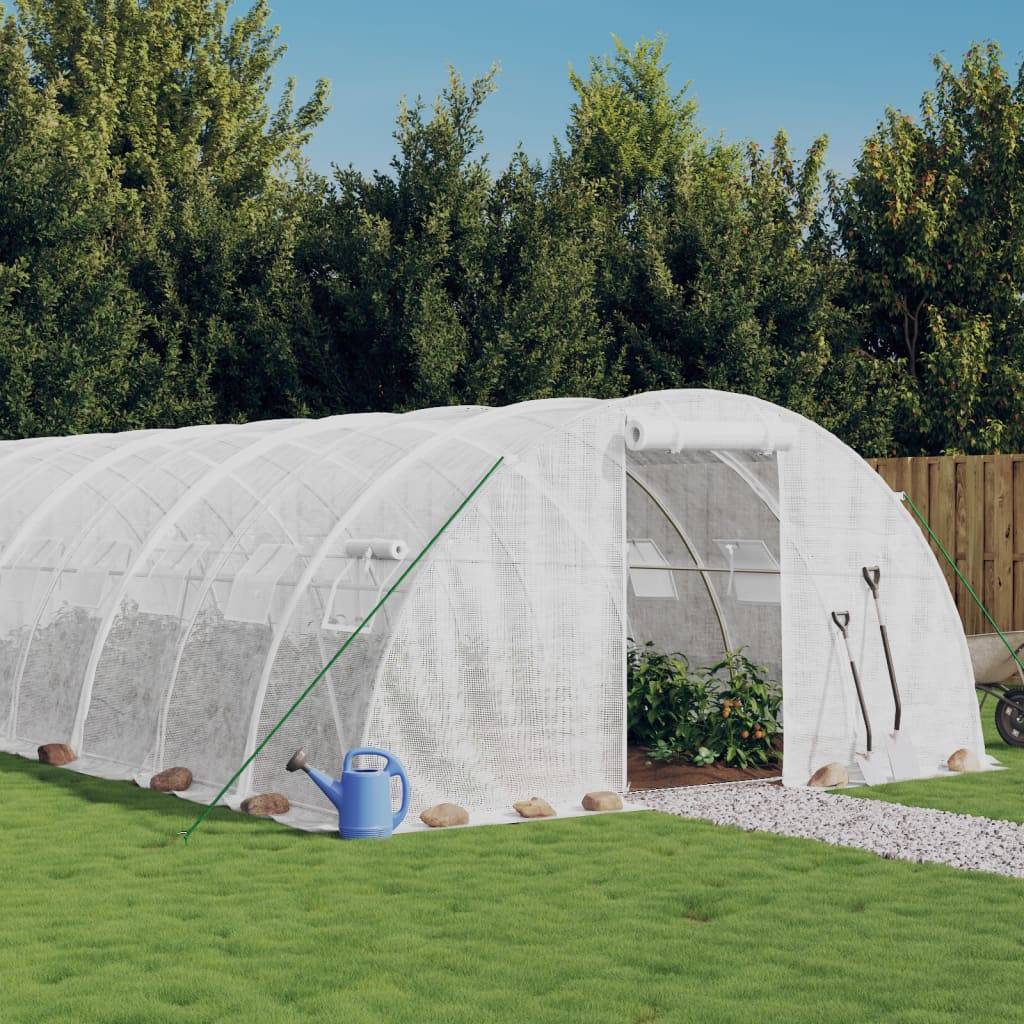 Serre de jardin 24m² - Serre de culture avec cadre en acier blanc 6x4x2 m MAISON CHIC