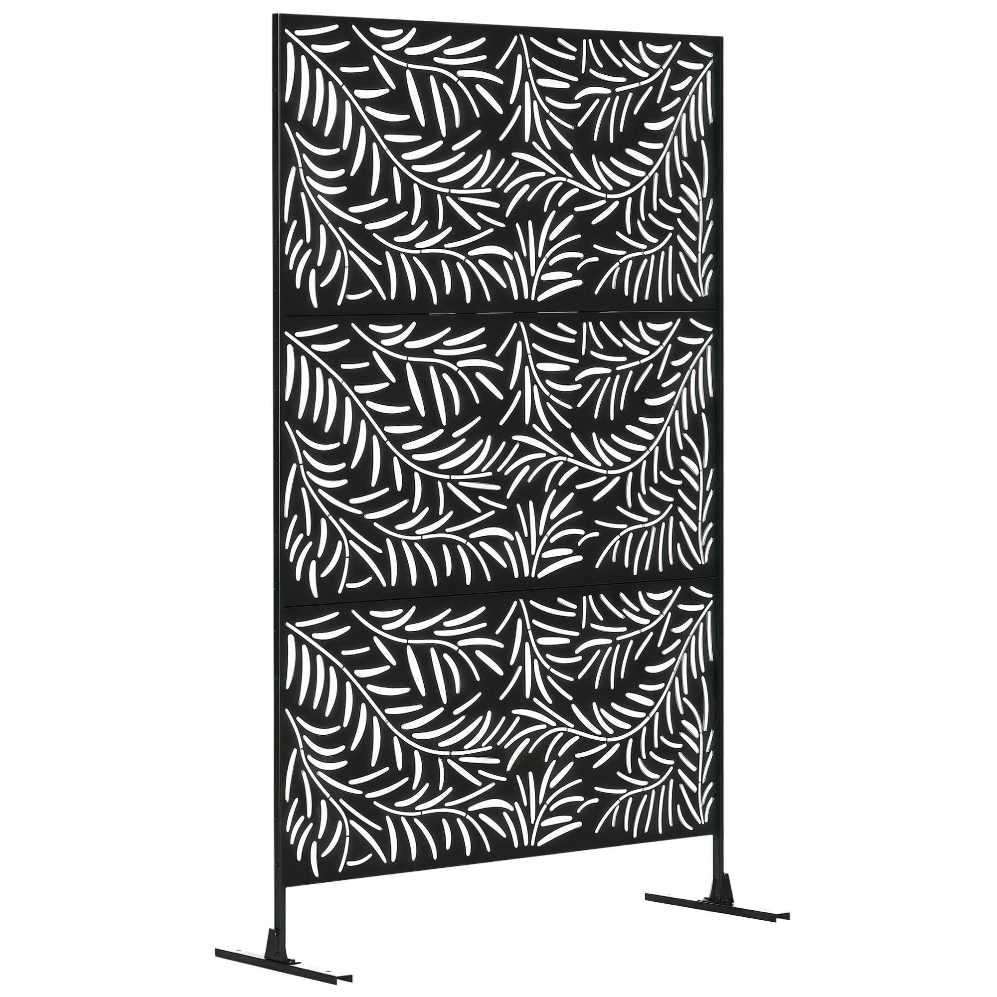 Paravent, résistant aux intempéries, acier, 122 cm x 45 cm x 198 cm, noir - Image 1