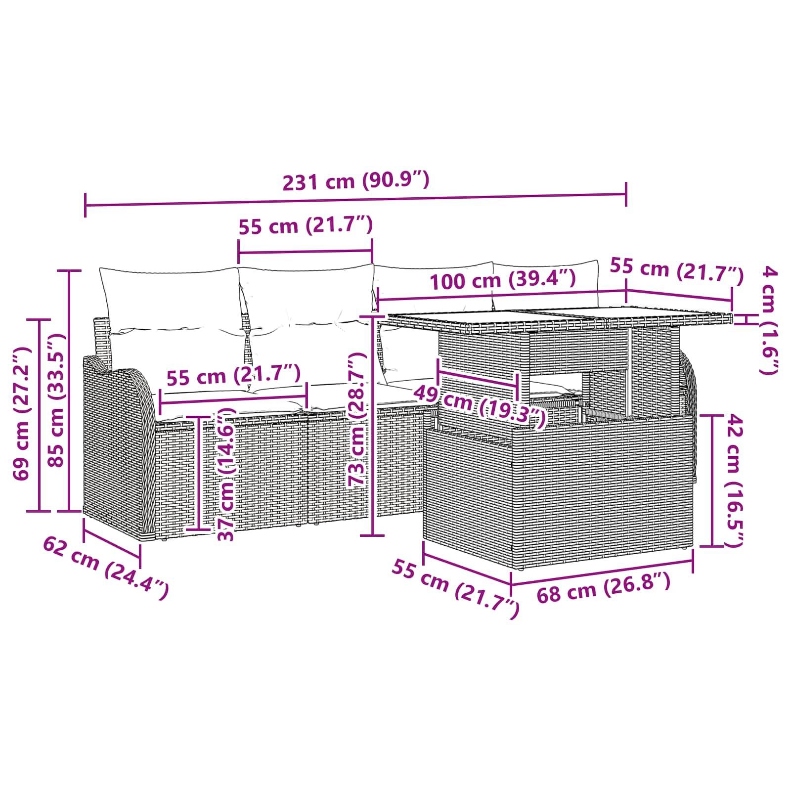 Vidaxl - Ensemble de canapé de jardin 5 pcs Marron Poly rotin vidaXL 3348364 - Image 3