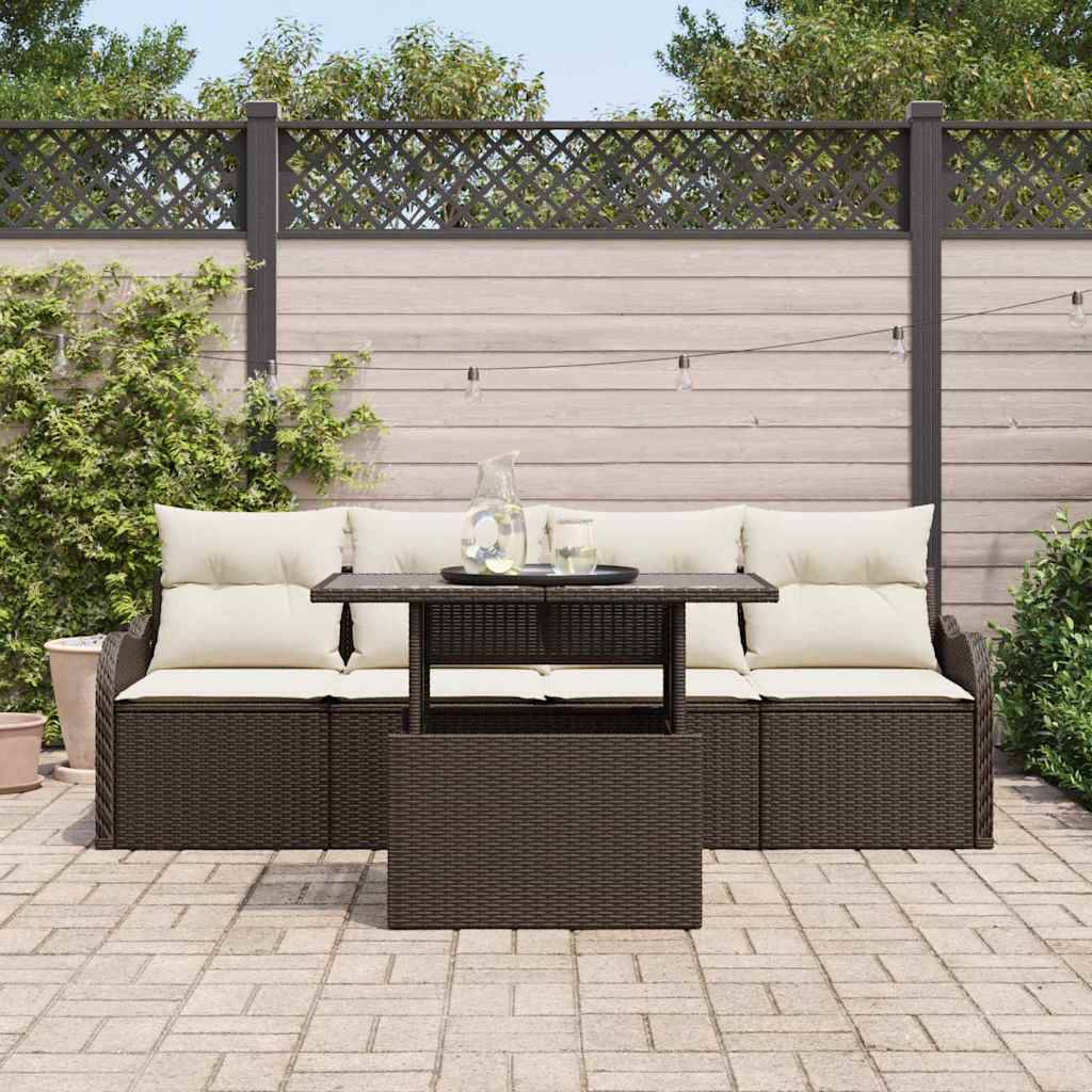 Vidaxl - Ensemble de canapé de jardin 5 pcs Marron Poly rotin vidaXL 3348364 - Image 4