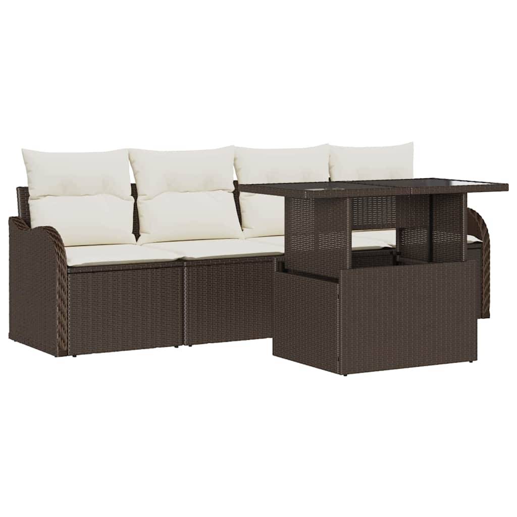 Vidaxl - Ensemble de canapé de jardin 5 pcs Marron Poly rotin vidaXL 3348364 - Image 2