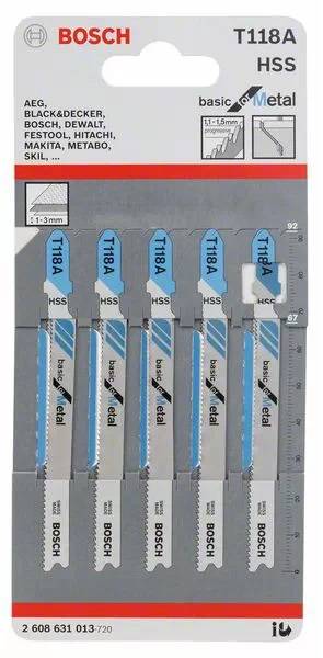 Bosch - Carte de 5 Lames Métal BOSCH HSS Ondulee Fraisée T118A - 2608631013 - Image 2