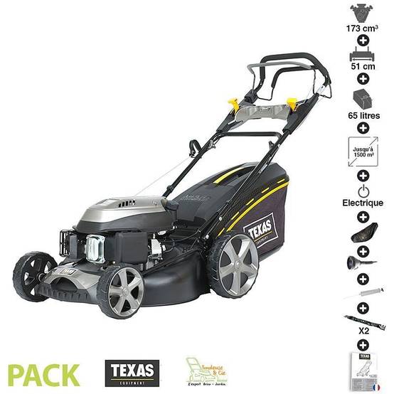 Tondeuse thermique tractée 173 cc 4,3cv démarrage électrique 51cm coupe mulching pack accessoires TEXAS RL515TR/WE - Image 1