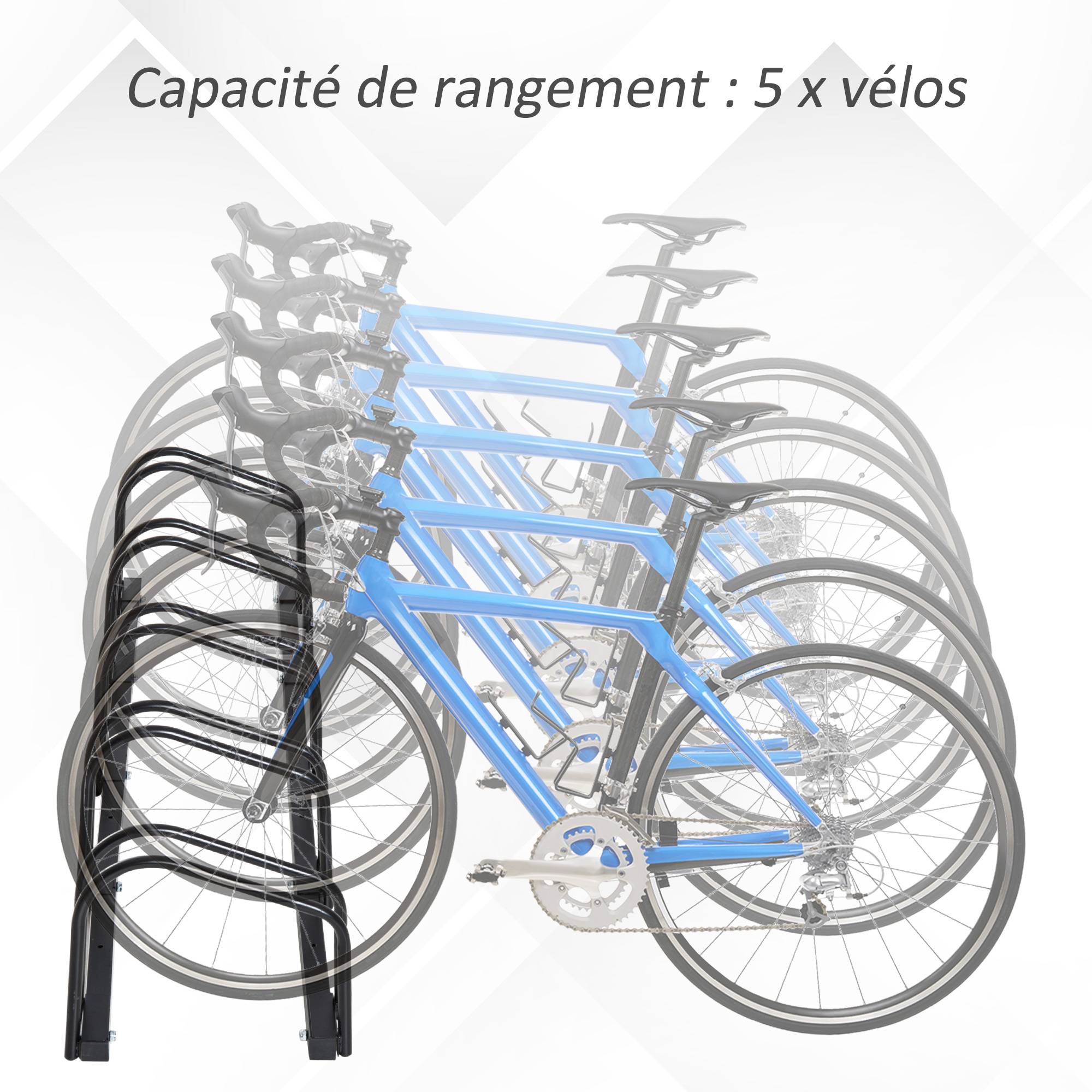PANGIVO - Râtelier pour 5 vélos acier noir 145 x 33 x 27 cm - PANGIVO - Image 6