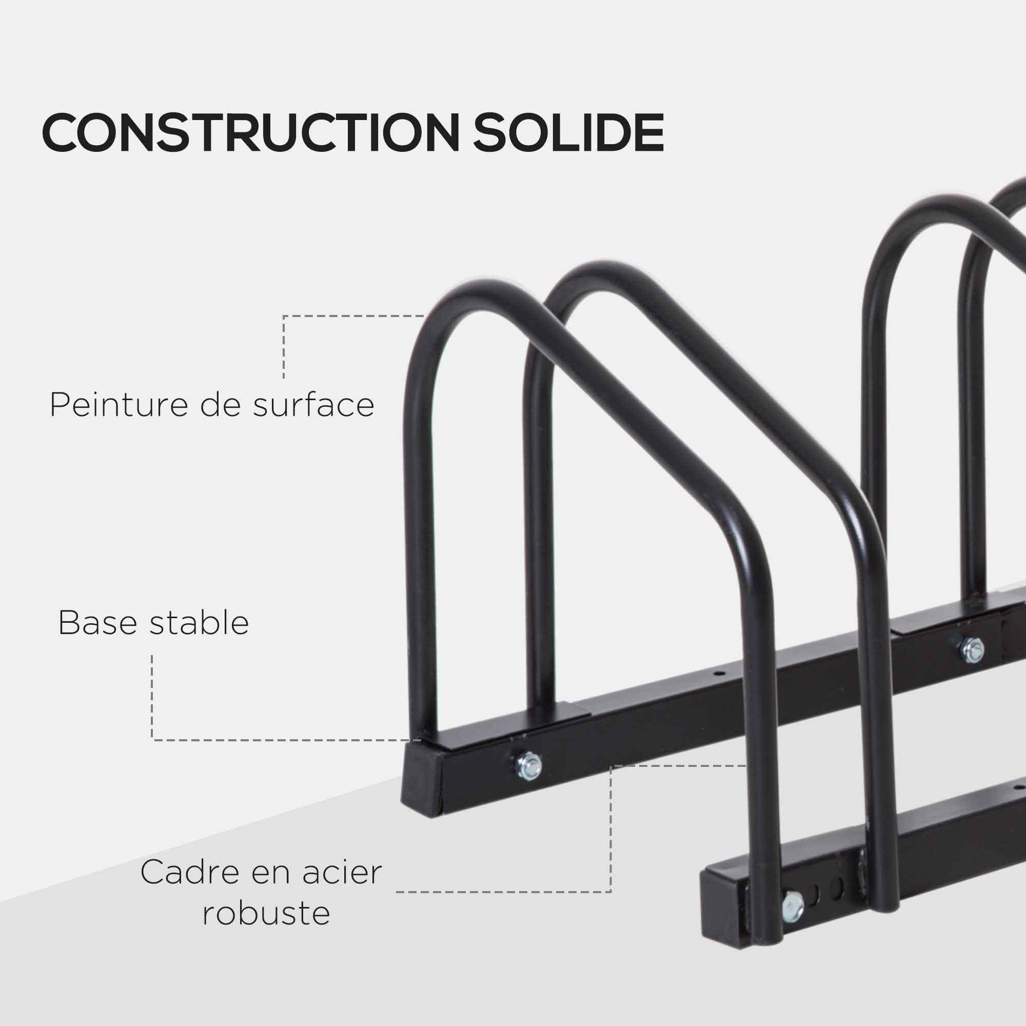 PANGIVO - Râtelier pour 5 vélos acier noir 145 x 33 x 27 cm - PANGIVO - Image 10