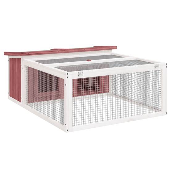 Clapier à lapins en bois avec parc de jeu pour jardin moka – ComfortXL Outdoor Living - Image 2