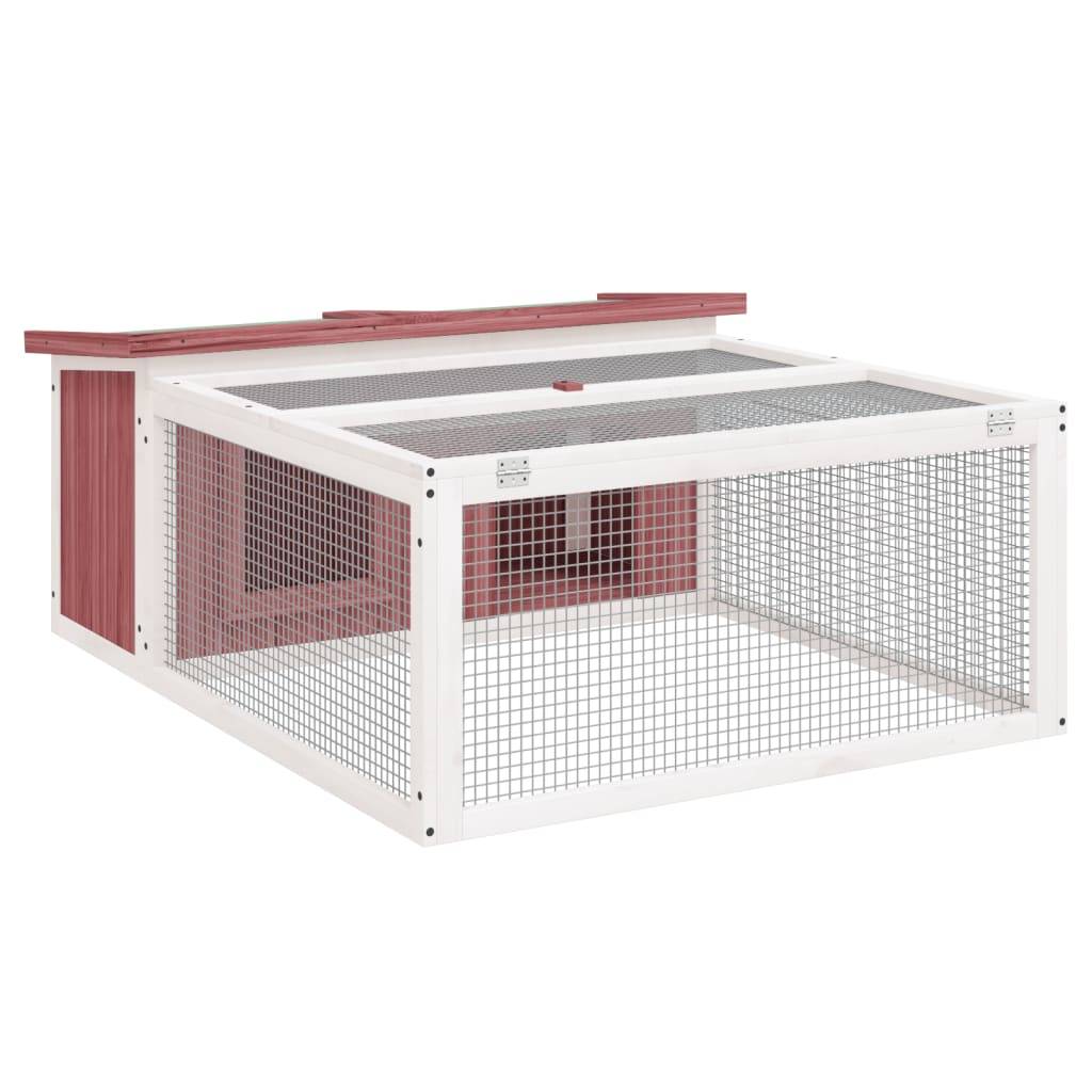 Clapier à lapins en bois avec parc de jeu pour jardin moka – ComfortXL Outdoor Living - Image 2