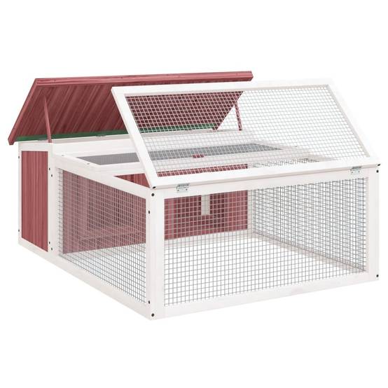 Clapier à lapins en bois avec parc de jeu pour jardin moka – ComfortXL Outdoor Living - Image 4