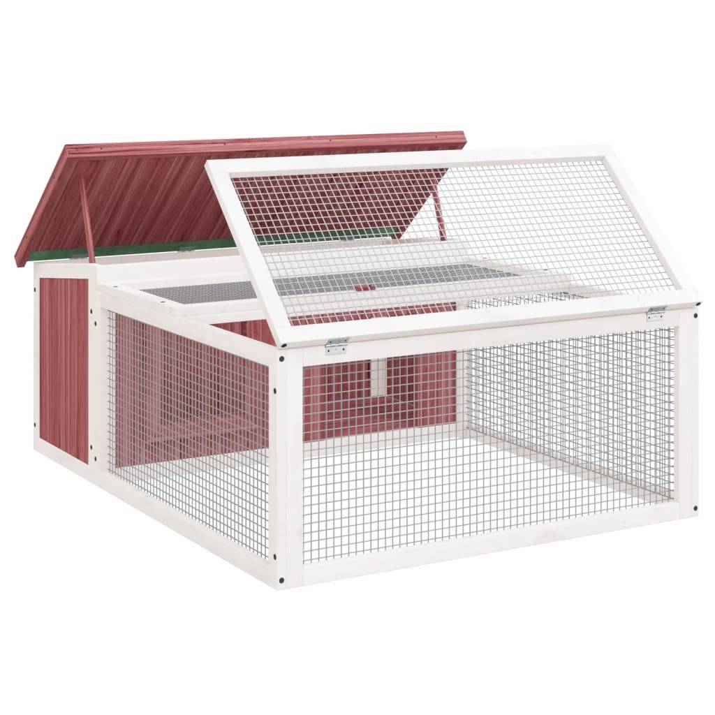 Clapier à lapins en bois avec parc de jeu pour jardin moka – ComfortXL Outdoor Living - Image 4