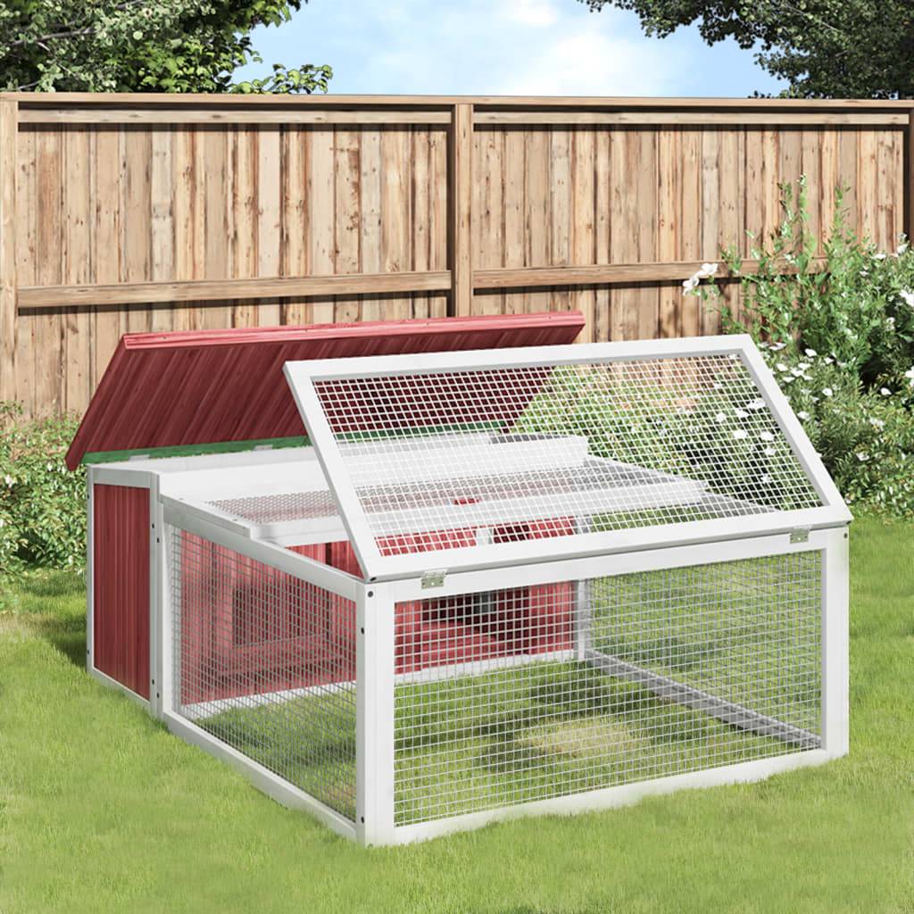 Clapier à lapins en bois avec parc de jeu pour jardin moka – ComfortXL Outdoor Living - Image 1