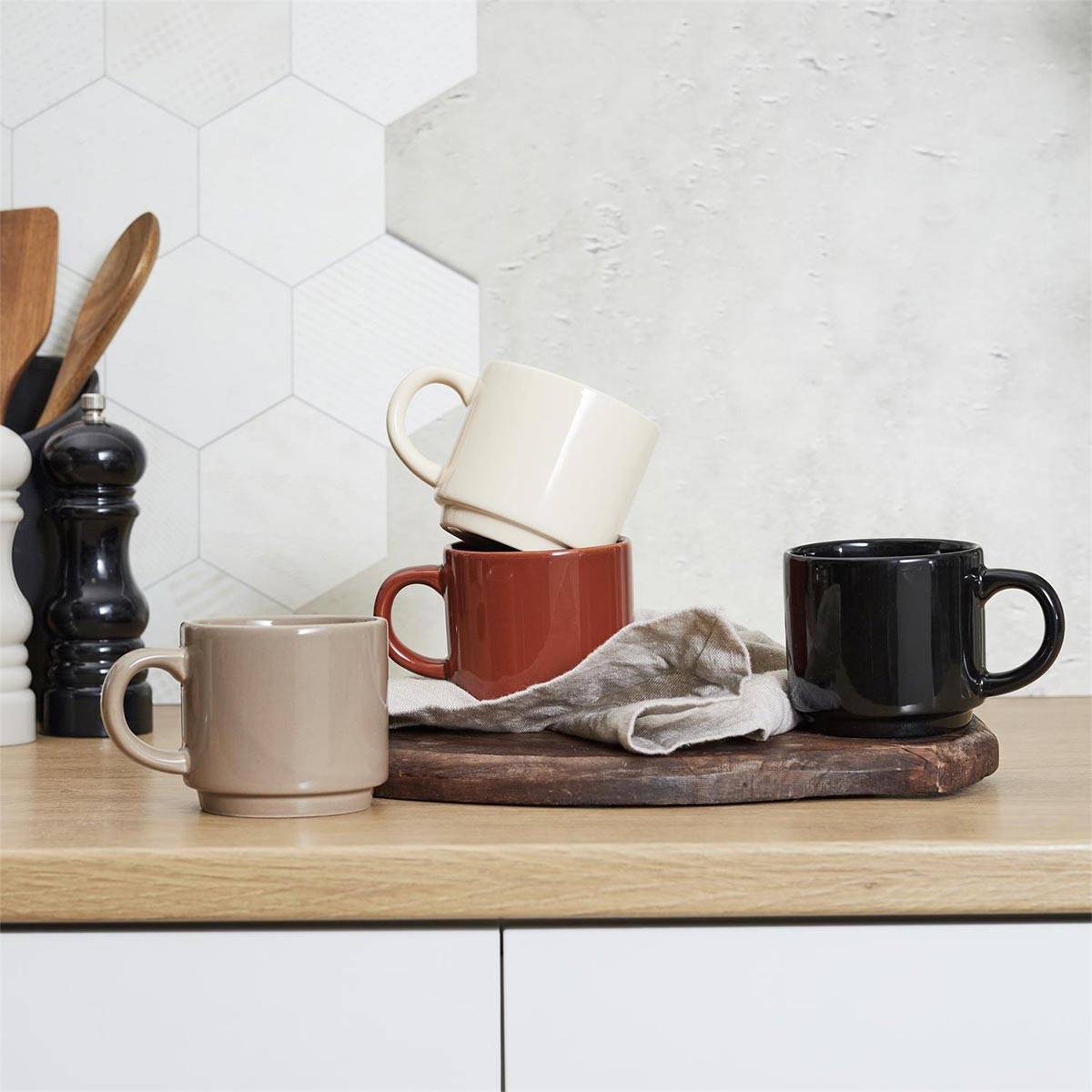 The Home Deco Factory - Lot de 4 Tasses Avec Support "Darin" 22cl Multicolore - Image 7