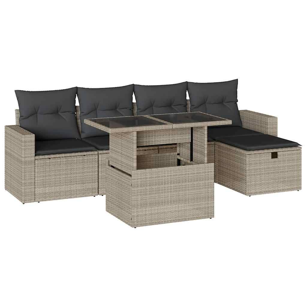 Vidaxl - Salon de jardin 6 pcs avec coussins gris clair résine tressée vidaXL 3274812 - Image 2