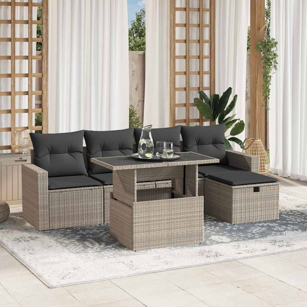 Vidaxl - Salon de jardin 6 pcs avec coussins gris clair résine tressée vidaXL 3274812 - Image 1