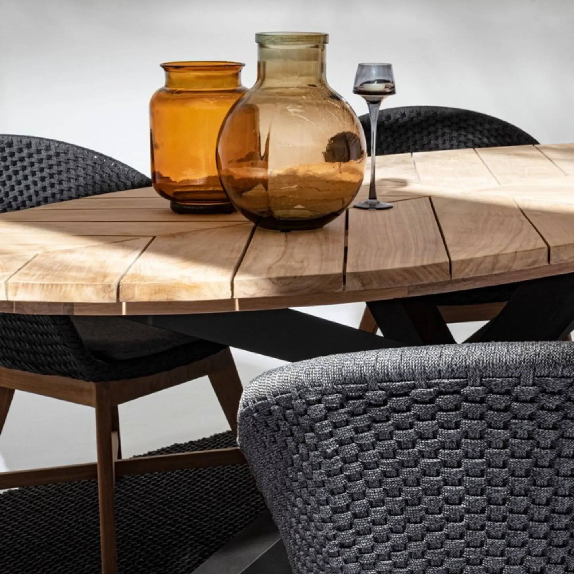 Autre - Table à manger de jardin ovale en teck et métal L240 - CAP FERRET - Image 4