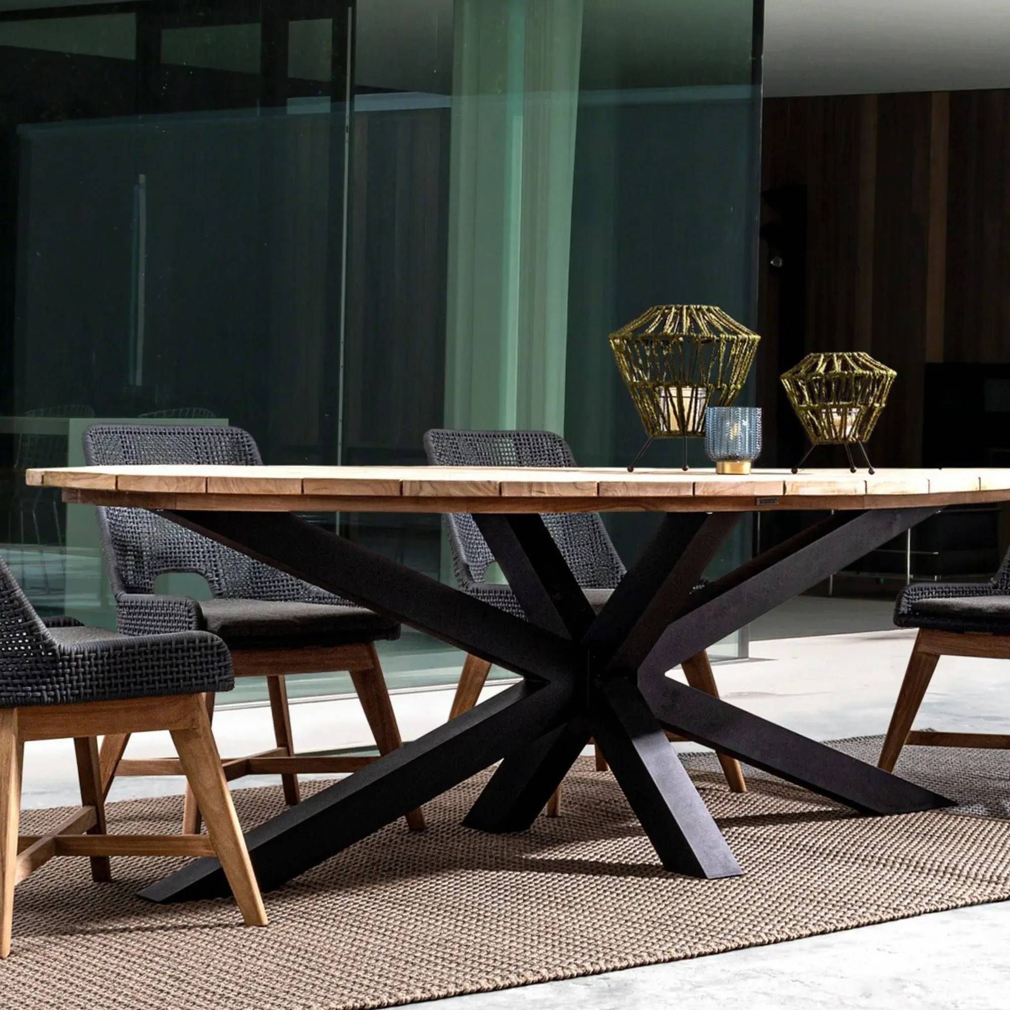 Autre - Table à manger de jardin ovale en teck et métal L240 - CAP FERRET - Image 3