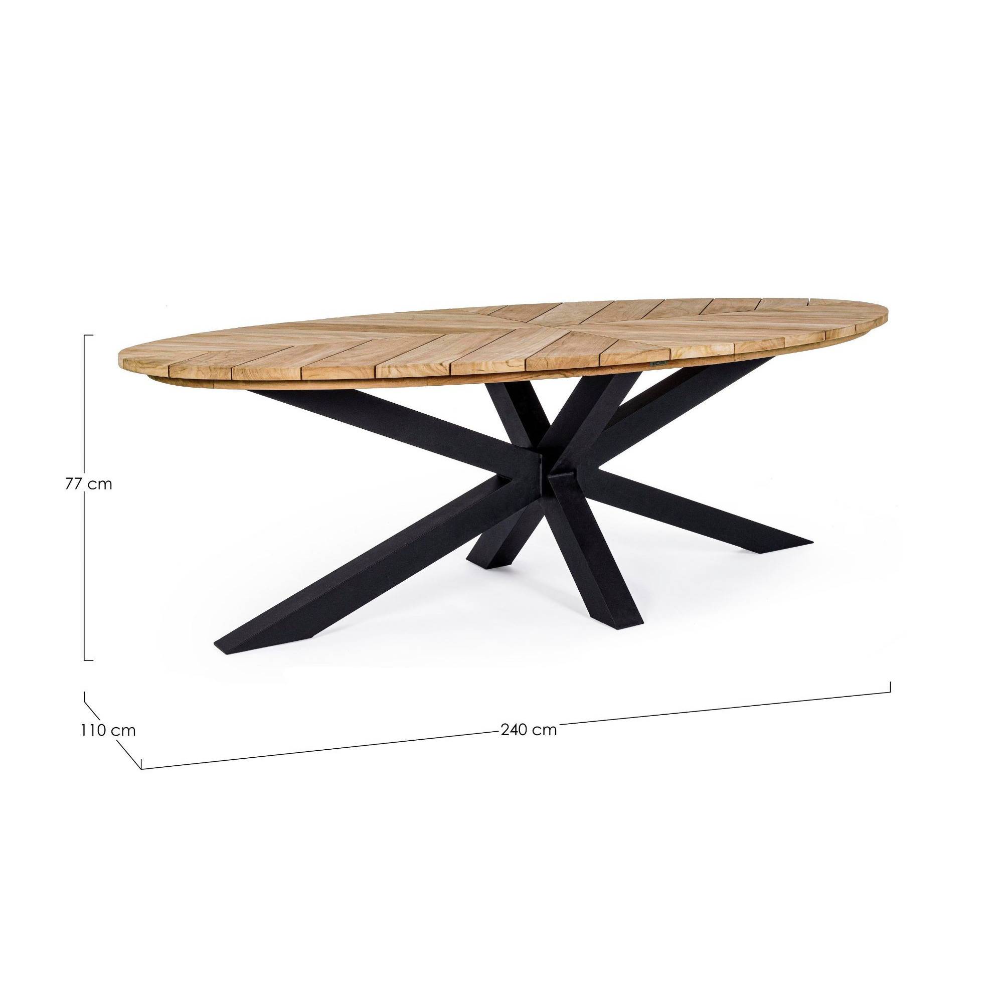 Autre - Table à manger de jardin ovale en teck et métal L240 - CAP FERRET - Image 10
