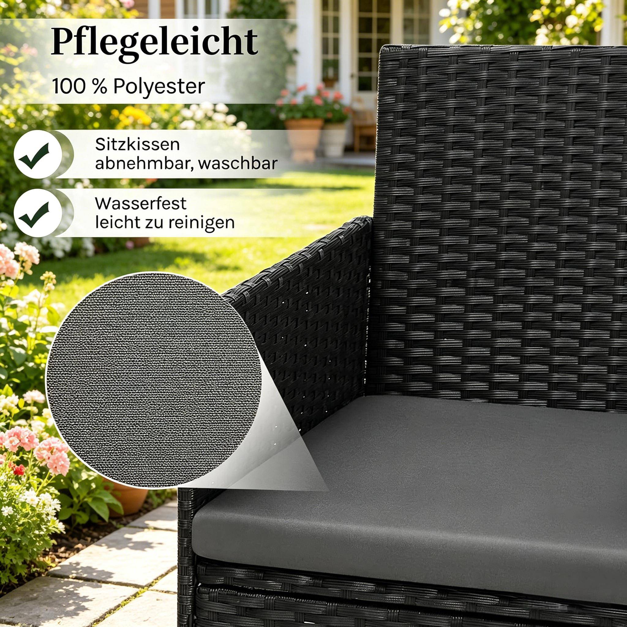ComfortXL - Salon de jardin 4 places en résine tressée pour terrasse et balcon coussins noir - ComfortXL Outdoor Living - Image 6
